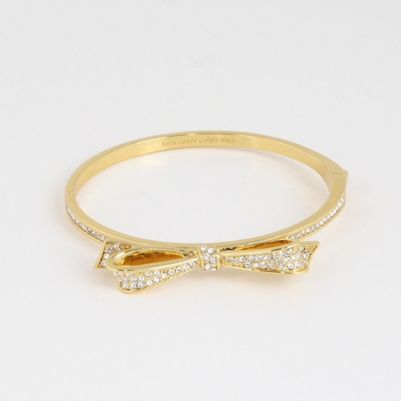 Authentic Kate Spade gold bow bangle pave bracelet - Picture 3 of 6